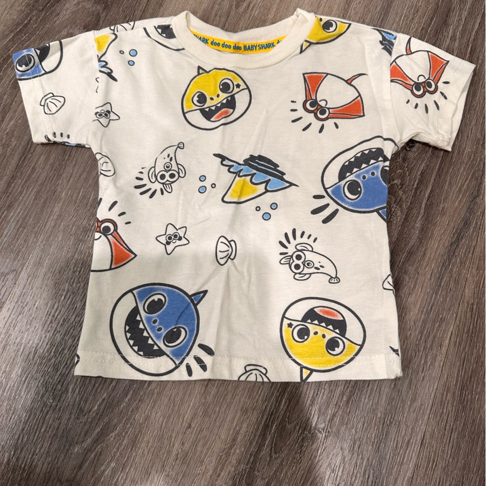Kids T-Shirt - White, Blue, Yellow Baby Shark